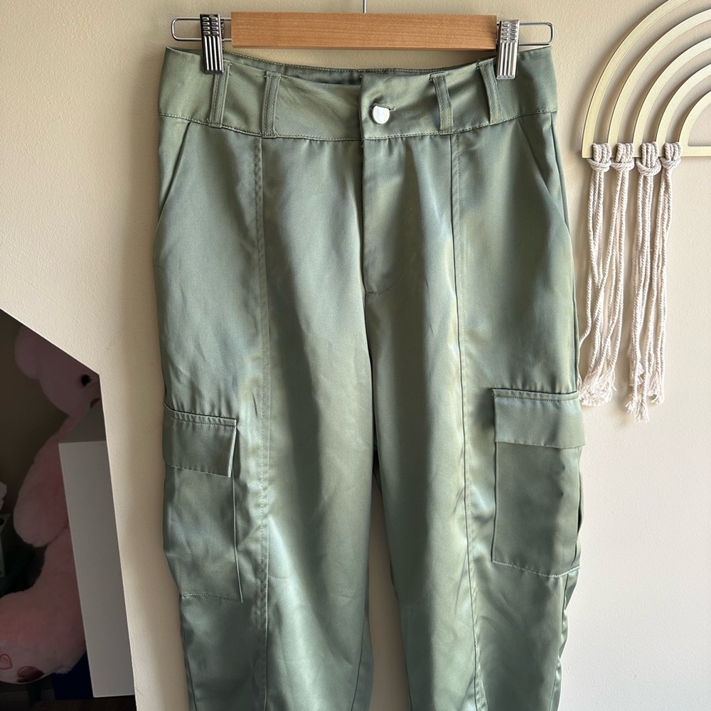 Stoosh Light Green High-Waisted Pants - Picture 3 of 9